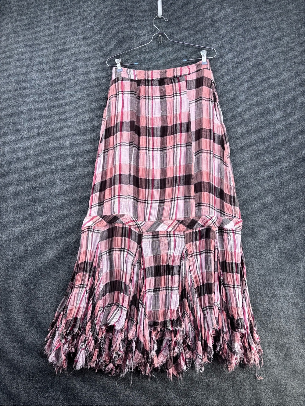 Free People Bordeaux Plaid Boho Grunge Whimsy Maxi Skirt Women’s S